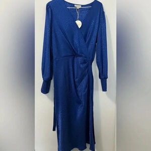 Blue midi wrapped dress